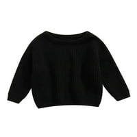 Eyicmarn бебешко плътно цвят O-nect пуловер свободно прилягане с дълъг ръкав плетен пуловер за есента, зима