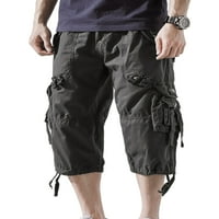 Voguele Mens Панталони еластични дъна на талията с много джобове панталони спортни шезлонги, монтирани khaki 40