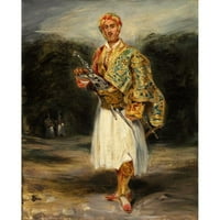 Delacroix, след Eugene Black Modern Famed Museum Art Print, озаглавен - Граф Деметрий де Палатиано в Сулиотски костюм