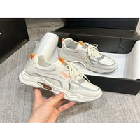 Lacyhop дамски маратонки дишащи атлетични обувки спортни обувки за бягане на открито леки треньори модна фитнес тренировка сиво оранжево 6.5