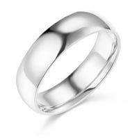 Wellingsale Mens 14K White Gold Solid Classic Fit Традиционен пръстен за сватбена лента - размер 6