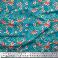 Soimoi Modal Satin Fabric Tropical Leaves, Plumeria & Heliconia Floral Print Sheing Fabric Wide Yard