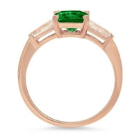 1. CT Brilliant Square Emerald Cut симулиран изумруден 14K розово злато тритонен пръстен SZ 5
