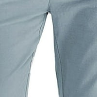Symoid Mens Небрежни панталони- Бизнес свободен голям размер Еластична талия памук All-Match Plady Light Blue s