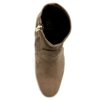 Ollio Женски емайл за обувки или FAU велур странична страна на цистерни ботуши на глезена на високи пети MGB25