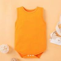 Момичета дрехи Новородени бебета бебета момчета момичета писмо без ръкави ромпери дрехи намалени оранжеви 100