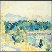 Средиземноморски пейзаж с отпечатък от плакат на Белия дом от Хенри-Едмънд Крос