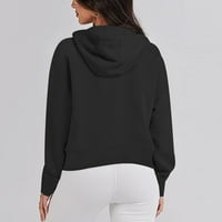 Дамски суитчъри гореща продажба на женски качулка с дълги ръкави жени ежедневни плюшени пуловер пуловер пуловер с качулка подрязана суитчър на клирънс