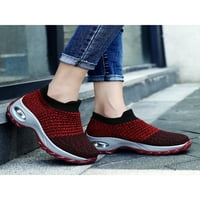 Ymiytan дамски ежедневни обувки Slip на маратонки Comfort Flats Sports Lightweight Bushioned Неплъзгаща се обувка за ходене Червено US 6